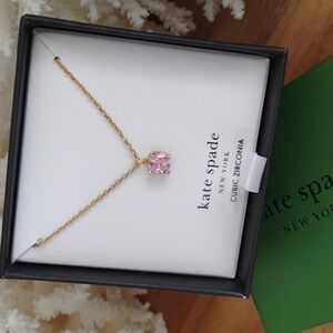 Kate Spade 💥NWT💥 little luxuries necklace gold chain w/ pink gemstone.